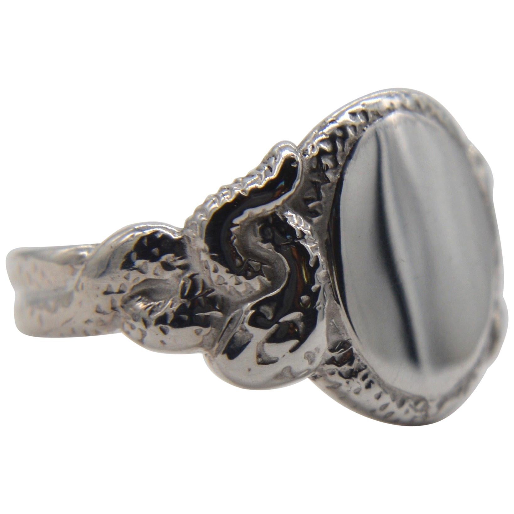 Ingram Cecil Medusa Sterling Silver Snake Signet Ring For Sale