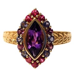 Bespoke Amethyst, Iolite and Tourmaline Cocktail Ring
