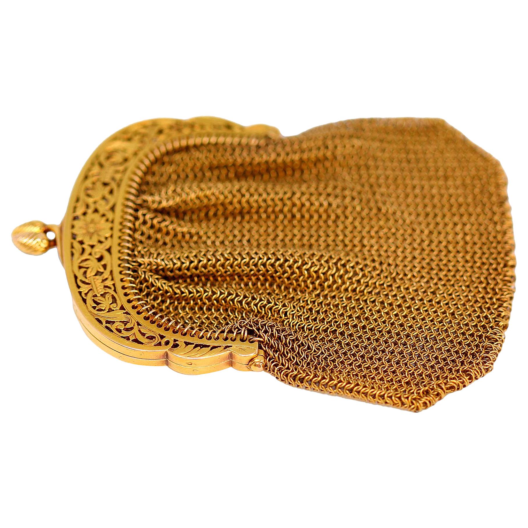 French Yellow Gold Mesh Purse