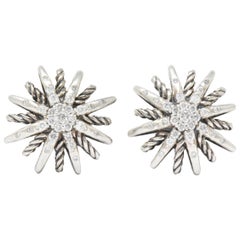 Betty Cooke Wood Sterling Silver Starburst Earrings at 1stdibs