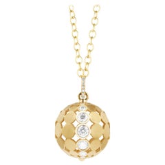 Carelle Disco Dots Diamond Ball Pendant in 18 Karat YG with 2.05 Carat Diamond