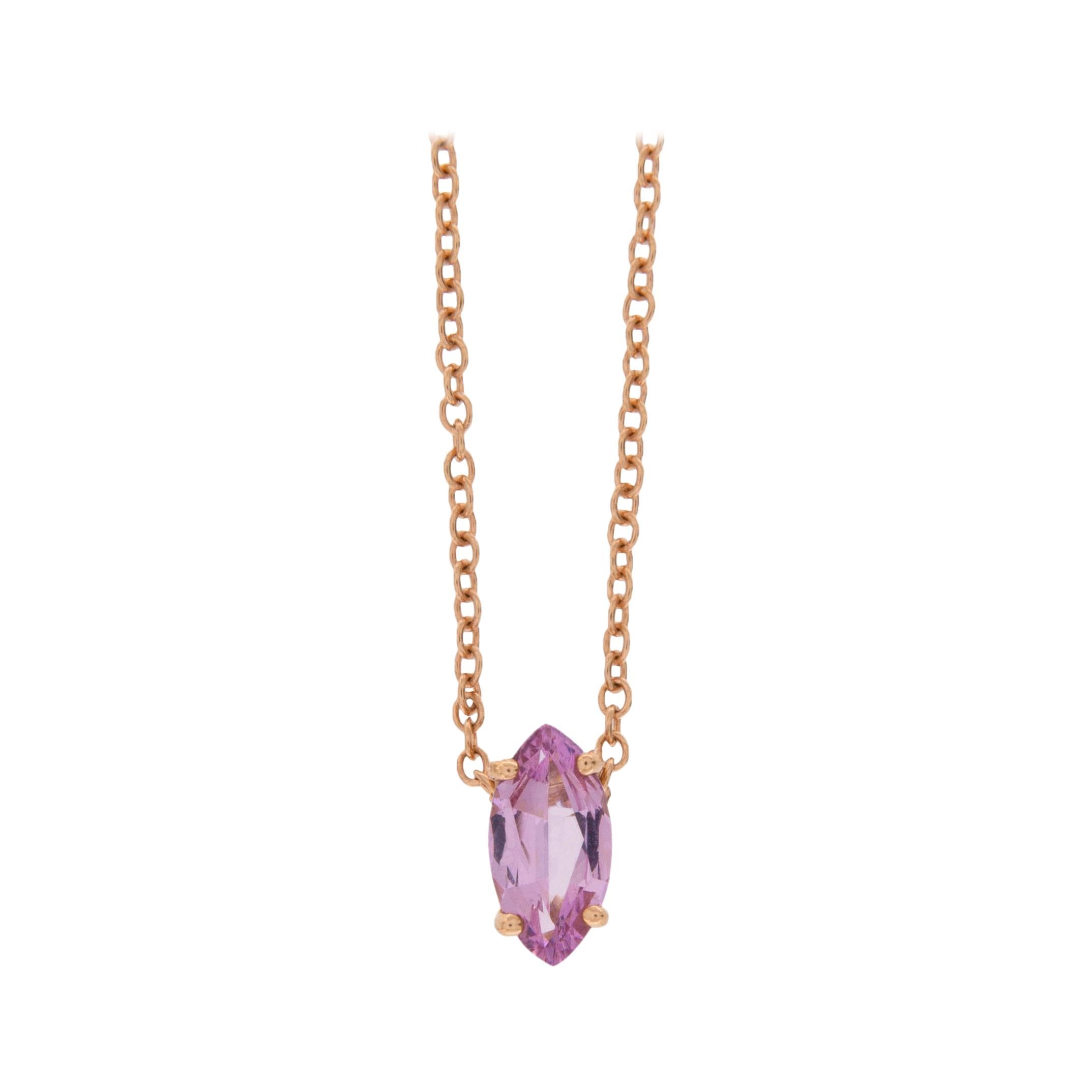 Jona Pink Spinel 18 Karat Rose Gold Pendant Chain Necklace