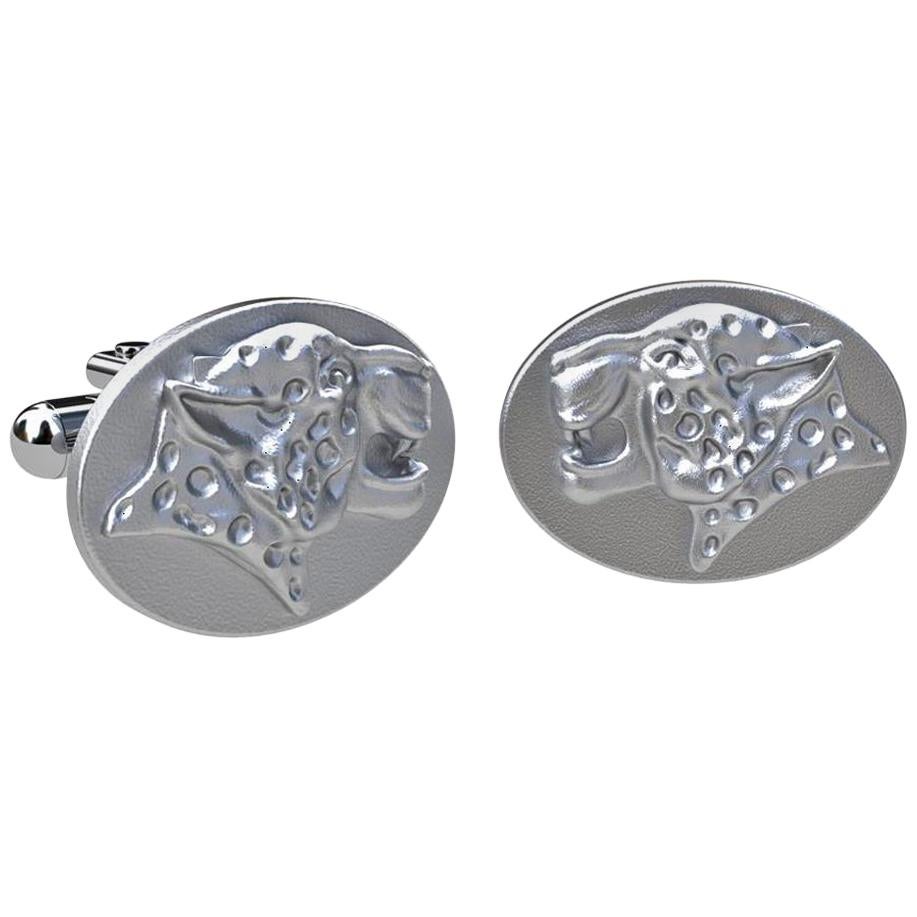 Sterling Spotted Leopard Cufflinks For Sale