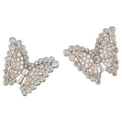 5 Carats Diamond Butterfly Earrings 18 Karat White Gold`