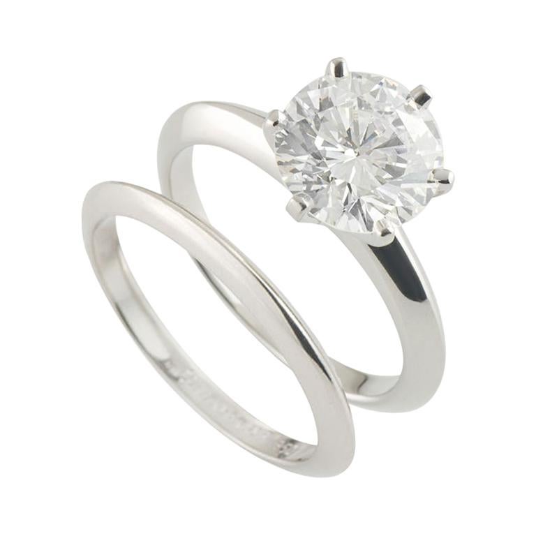 Tiffany & Co. Diamond Ring 2.04 Carat with Matching Wedding Ring