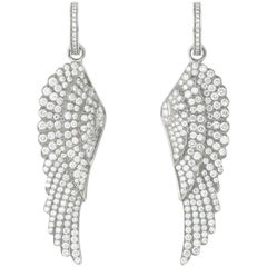 Garrard 'Wings Classic' 18 Karat White Gold Large White Diamond Earrings