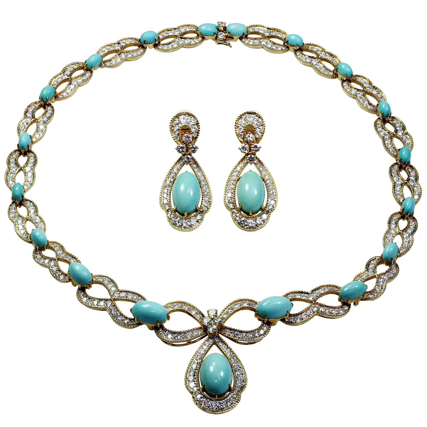 Parure Vintage Pierres Turquoise