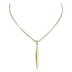 Tiffany & Co. 18 Karat Gold Feather Pendant and Snake Chain Necklace