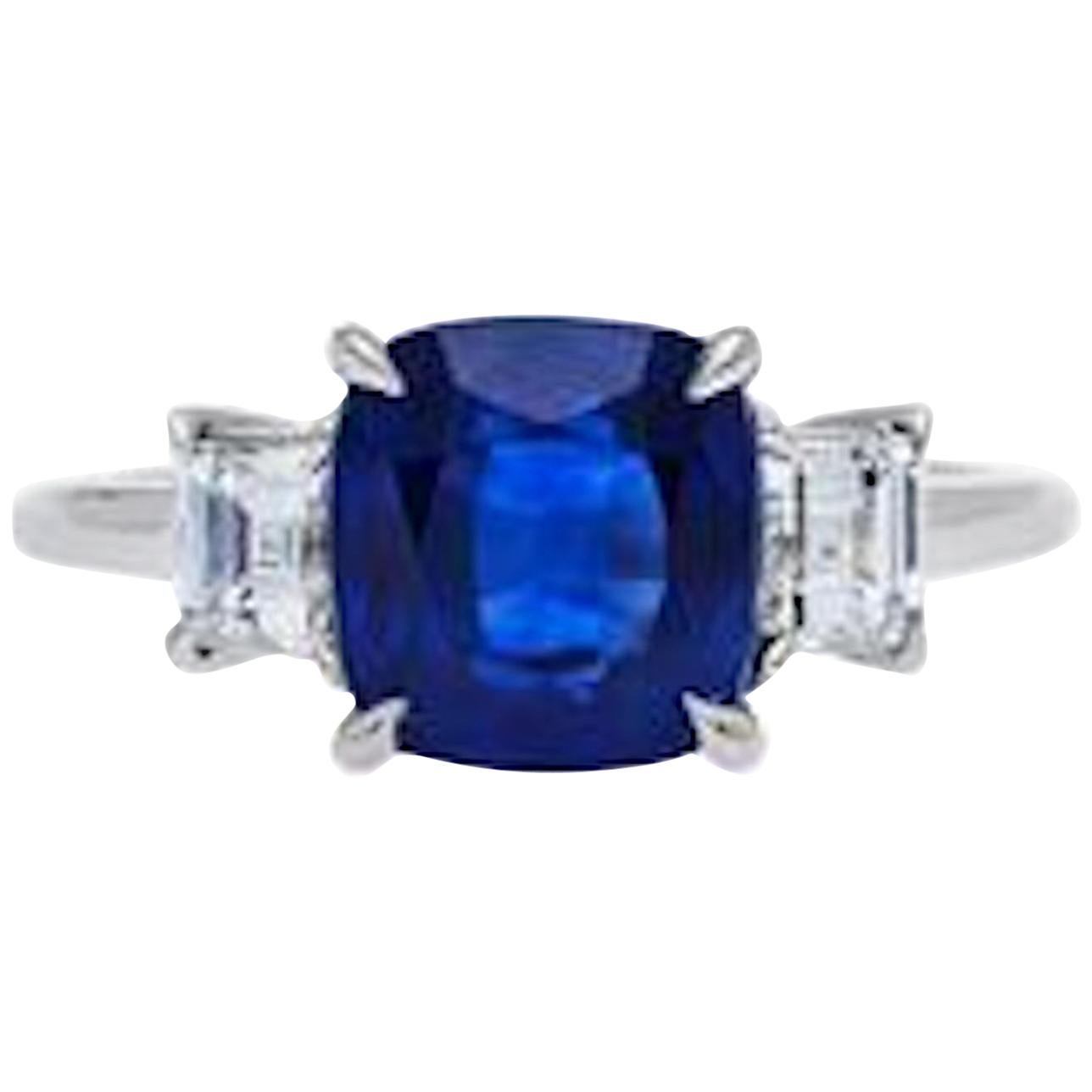 Ceylon Sapphire and Diamond Platinum Engagement Ring