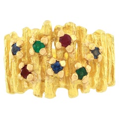 Sacchi Rubin Smaragd und blauer Saphir Edelstein 18 Karat Gold Cocktail-Ring