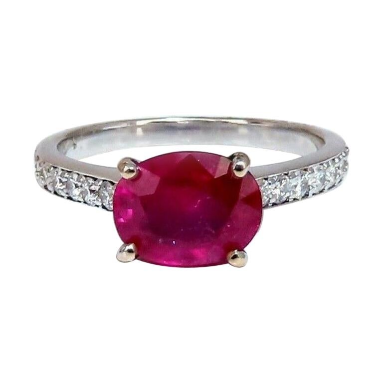 GIA Certified 3.06 Carat Red Ruby Diamonds Ring 14 Karat For Sale