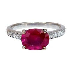 GIA Certified 3.06 Carat Red Ruby Diamonds Ring 14 Karat