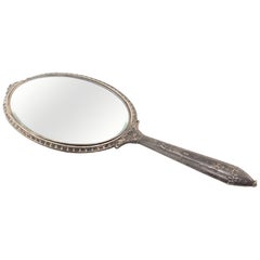 Antique Hand Mirror Sterling Silver 12.35 Ounce