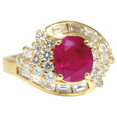 Bague en or 18 carats avec diamants et rubis rouge de Birmanie de 4,08 carats certifiés GIA