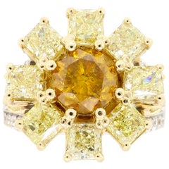 GIA Certified Orange and Yellow Diamond Ring
