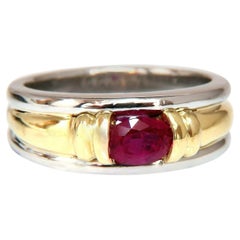 GIA Certified 1.19 Carat Burmese Red Ruby Men's Ring 18 Karat and Platinum