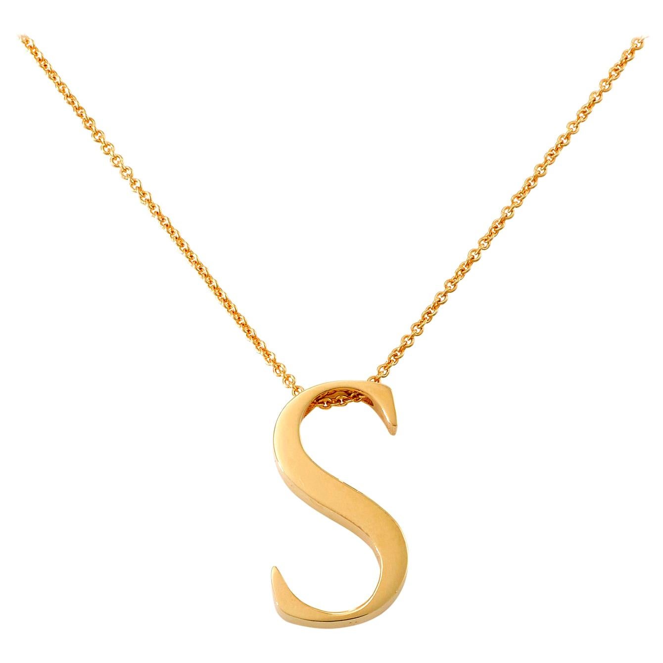 Giulians 18 karat Yellow Gold S Letter Pendant  For Sale