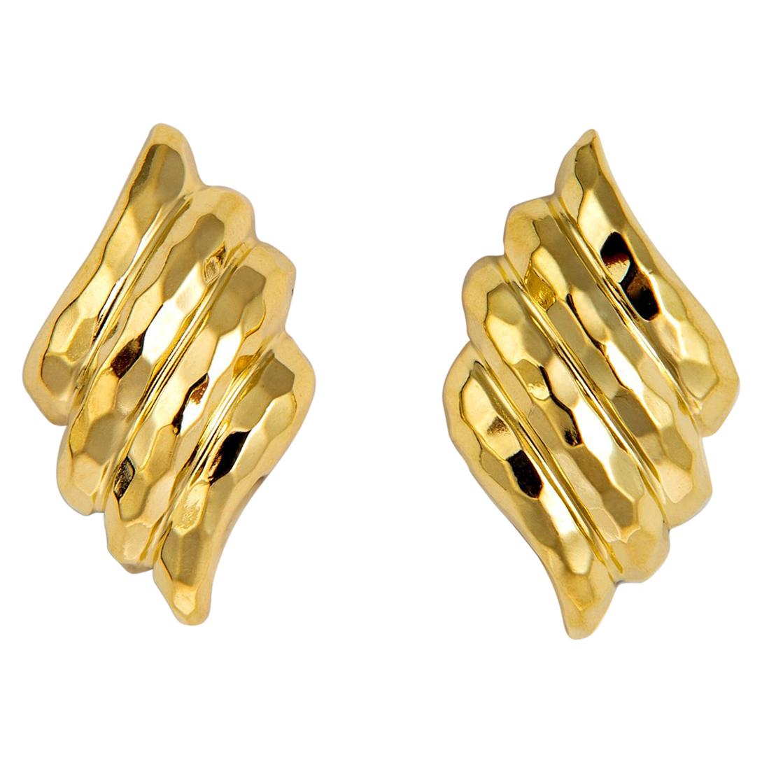 Henry Dunay Faceted Collection Gold Earrings For Sale