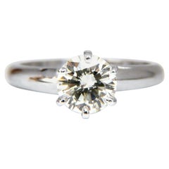 Bague solitaire classique en platine avec diamant taille ronde de 1,01 carat certifié GIA N/VS