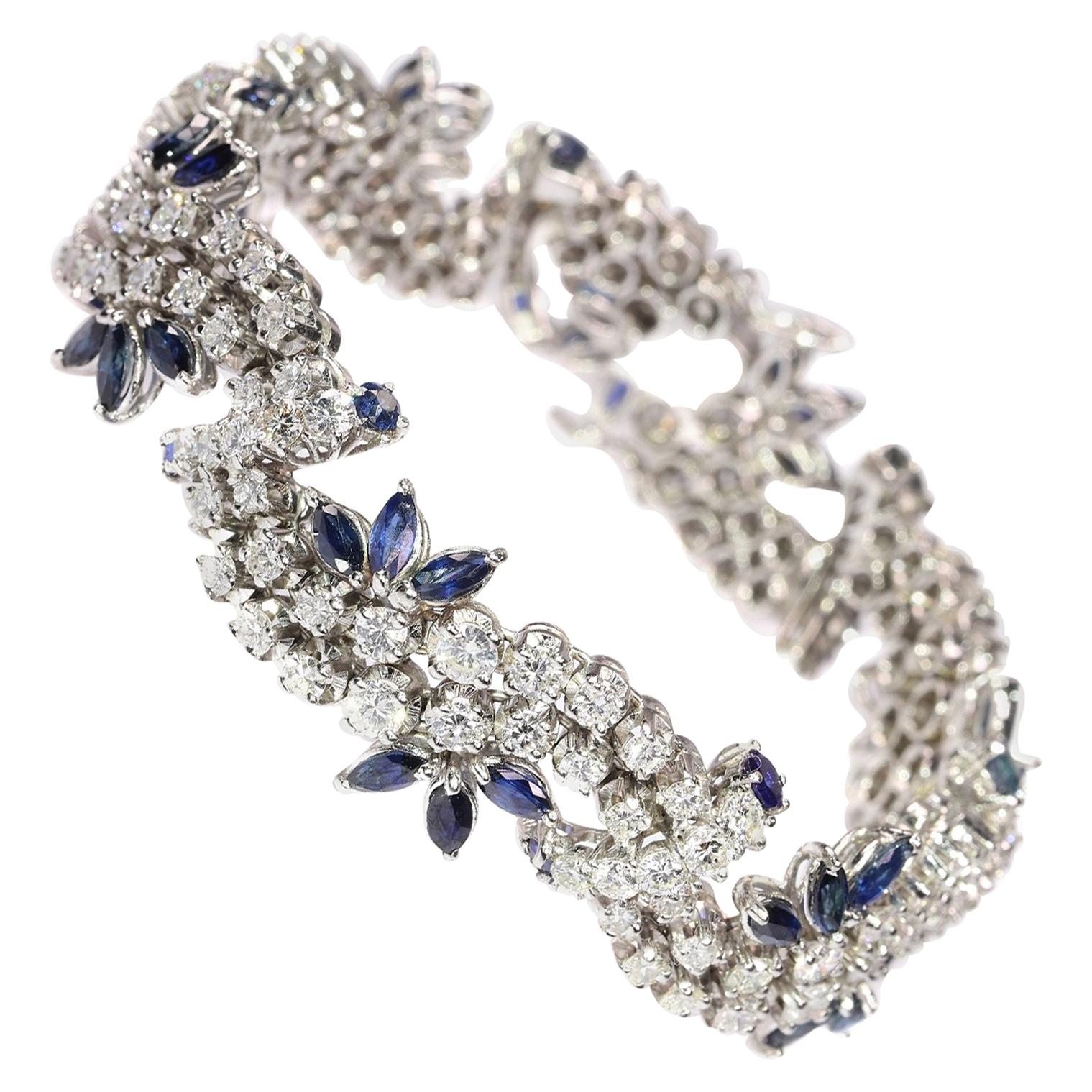 Vintage Bracelet Loaded with Diamonds and Sapphires