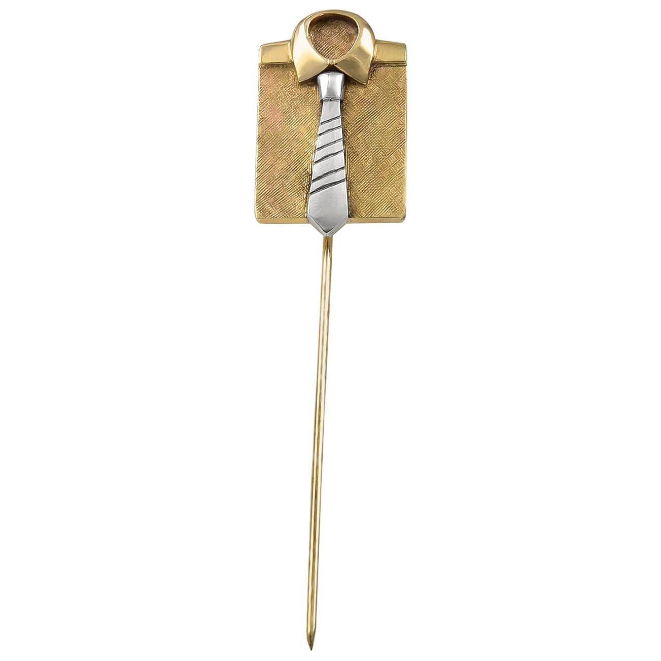 Yellow and White Gold Stickpin For Sale