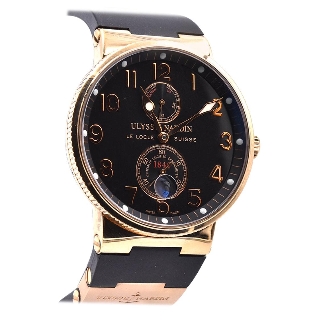 Ulysse Nardin 18 Karat Rose Gold Marine Chronometer Watch Ref. 1186-126