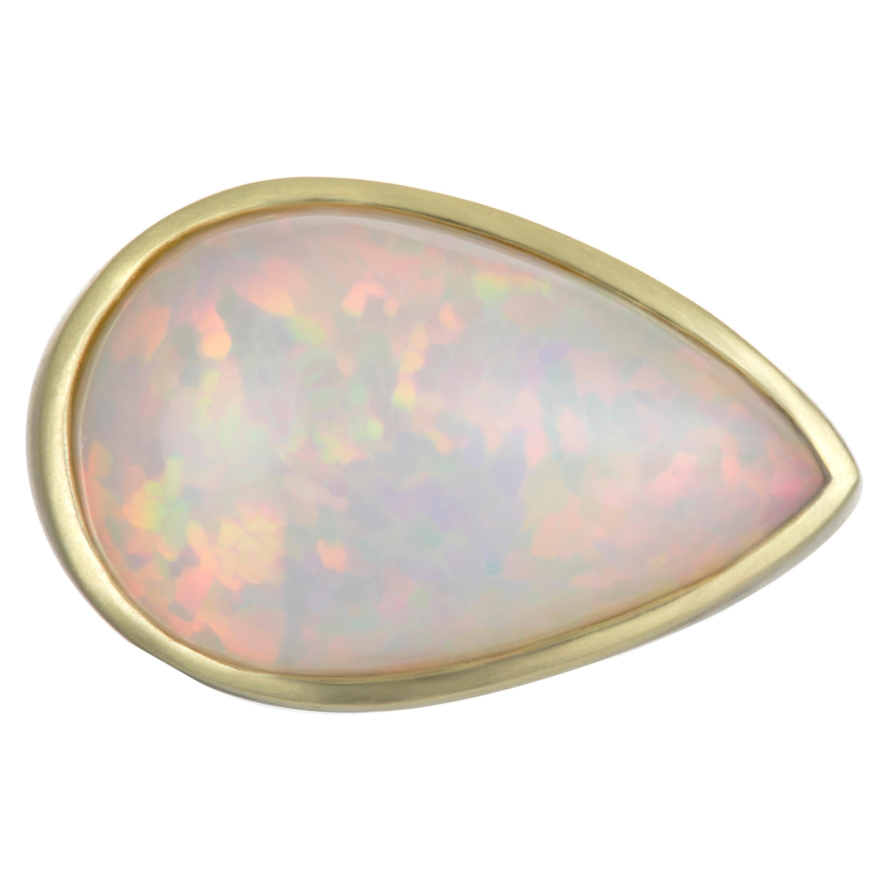 Faye Kim 18 Karat Gold Pear-Shaped Ethiopian Opal Ring For Sale