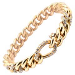 18 Karat Yellow Gold Diamond Cuban Link Bracelet