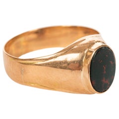 Russian Imperial-era Gold Bloodstone Signet Ring, circa 1900