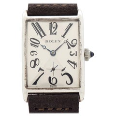 Vintage Rolex Rectangular-Shaped Sterling Silver Watch, 1930s