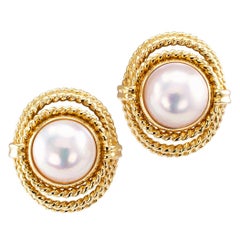Tiffany & Co. Mabe Pearl Gold Earrings