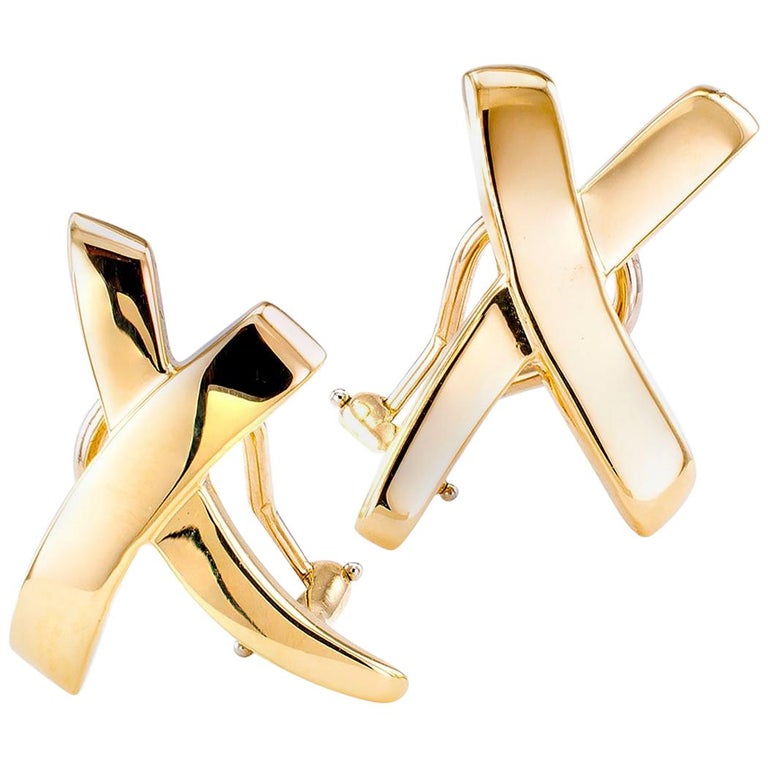 Paloma Picasso Tiffany and Co Gold X Earrings at 1stDibs tiffany x
