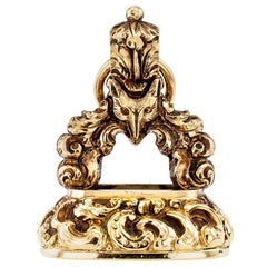 Antique Victorian Chalcedony Intaglio Fox Gold Fob
