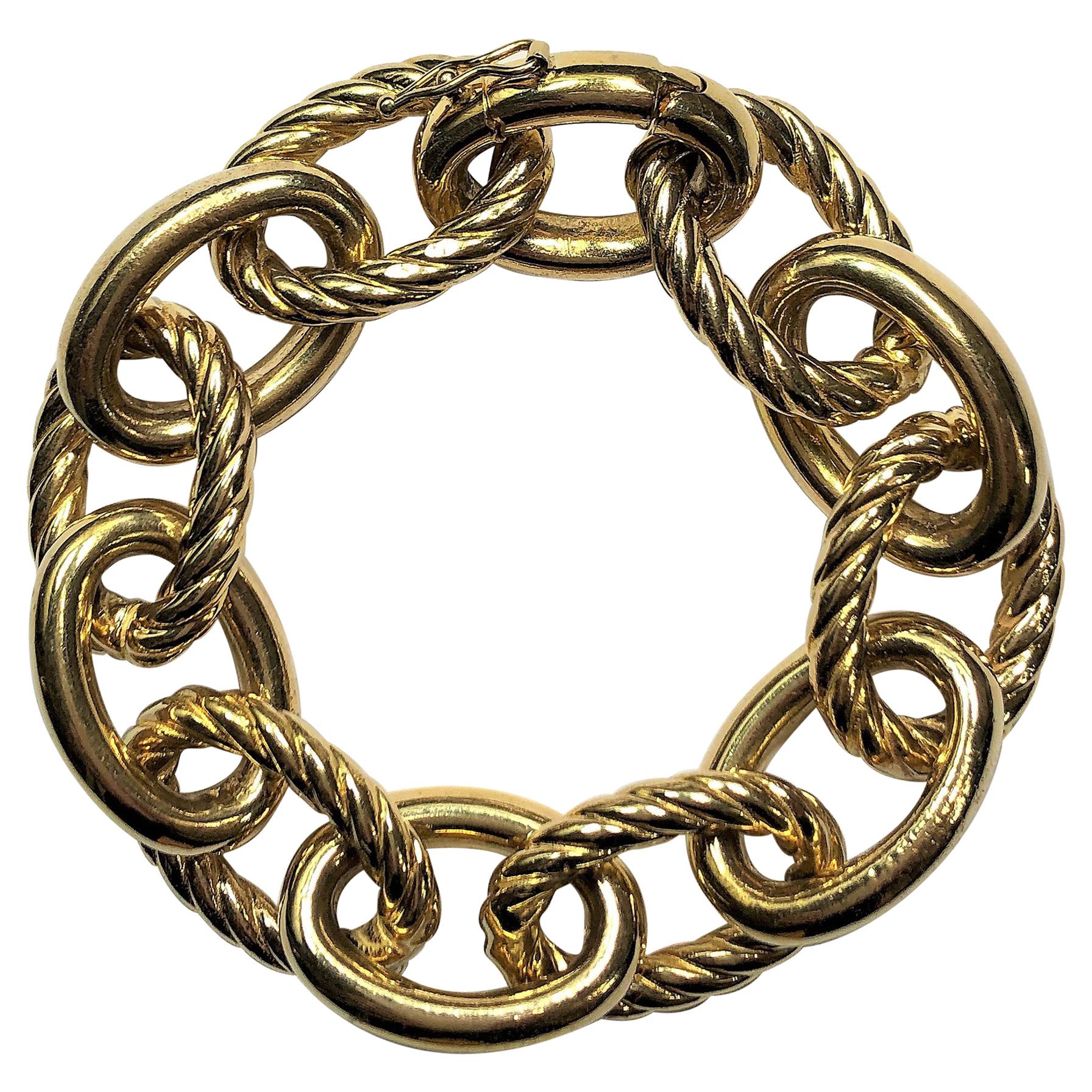 Heavy Weight Gold, Large Cable Link Bracelet For Sale at 1stDibs