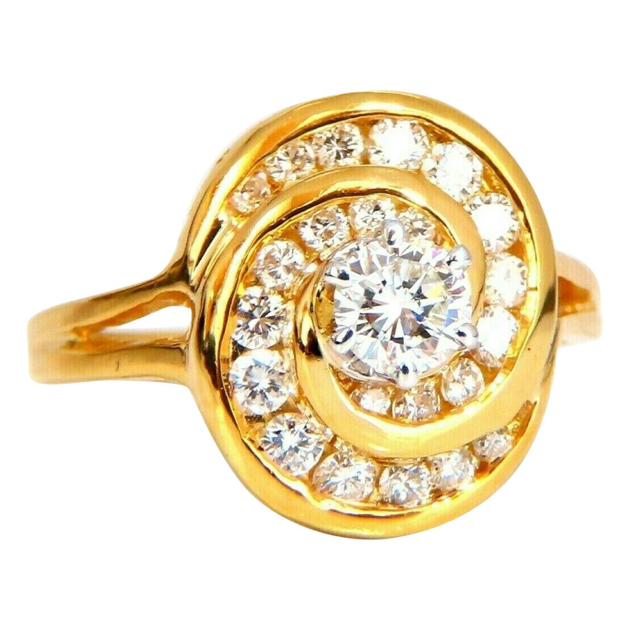 GIA Certified Diamond Endless Swirl Cluster Ring 14 Karat For Sale