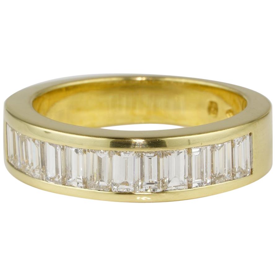 1.45 Carat Baguette Diamond F IF the Very Best Half Eternity Ring For Sale
