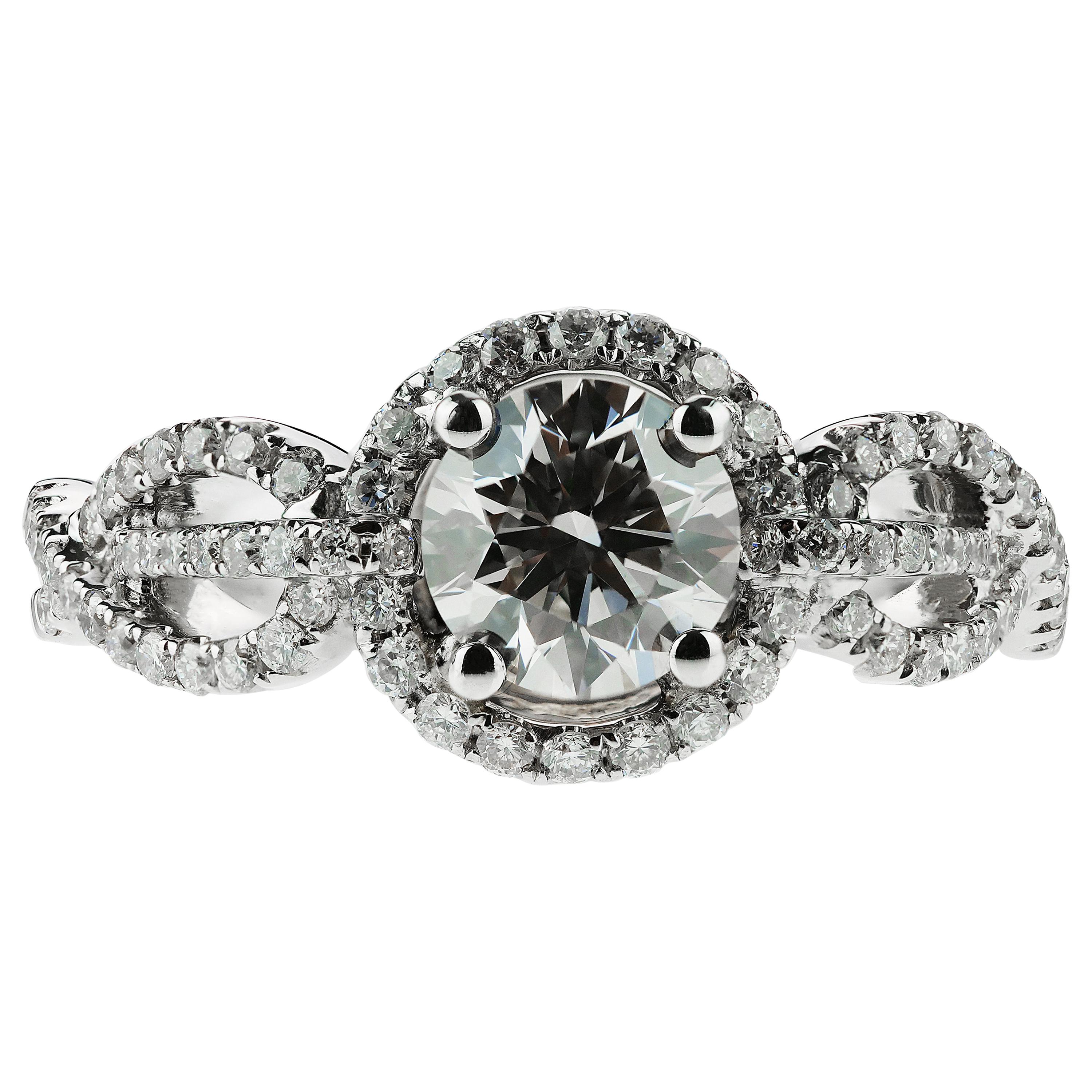 GIA zertifiziert 0,85ct Fancy Faint Brown Diamant mit Diamant-Bordüre in 18K Ring
