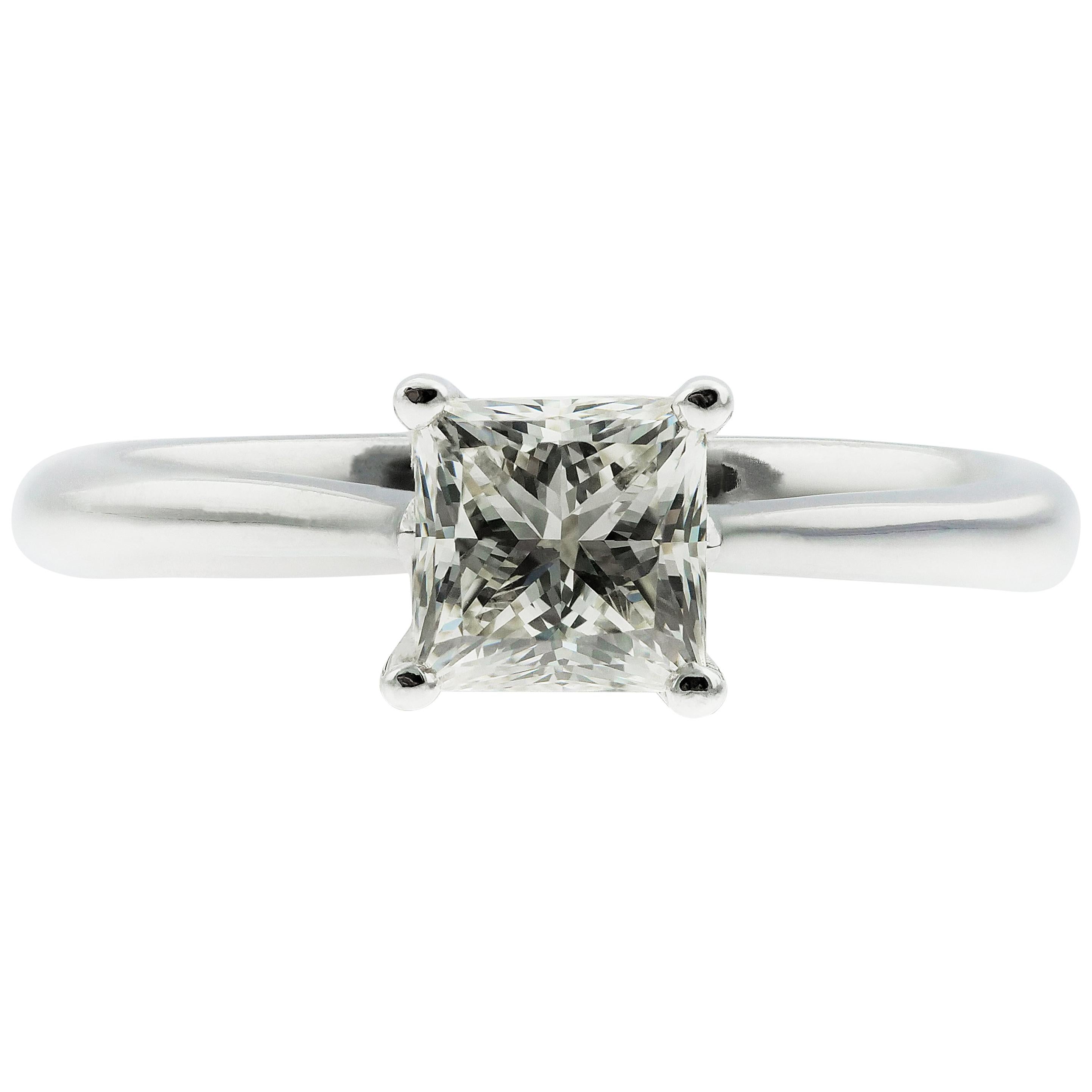 GIA Certified 0.92 Carat J VS1 Princess Cut Diamond Single Stone/Solitaire Ring For Sale