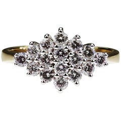 Natural Fancy Pink Diamond, Cluster Ring in 18K White & Yellow Gold