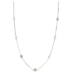GVS 1.54 Carat White Diamond Necklace and 18K White Gold Sautoir Long Necklace