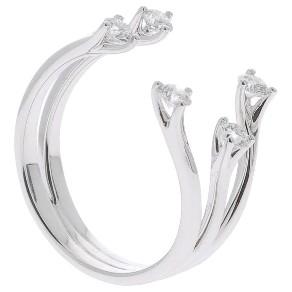 0.48 Carat GVS White Diamond Rings 18 Karat White Gold Fashion Rings