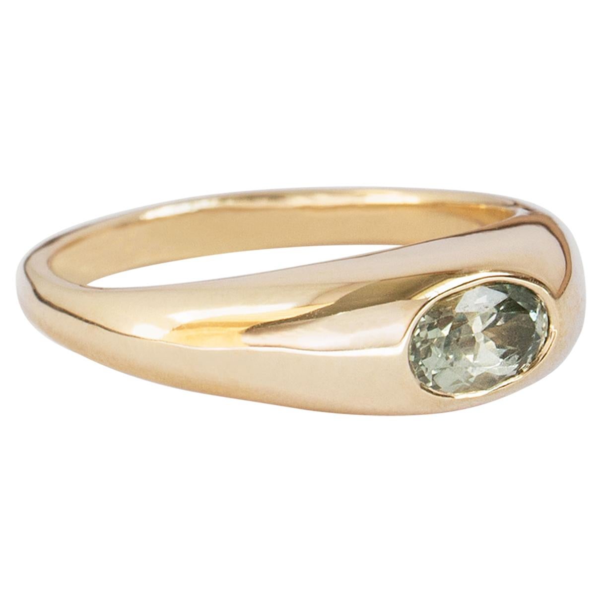 M. Hisae Green Sapphire Oval Signet Ring For Sale