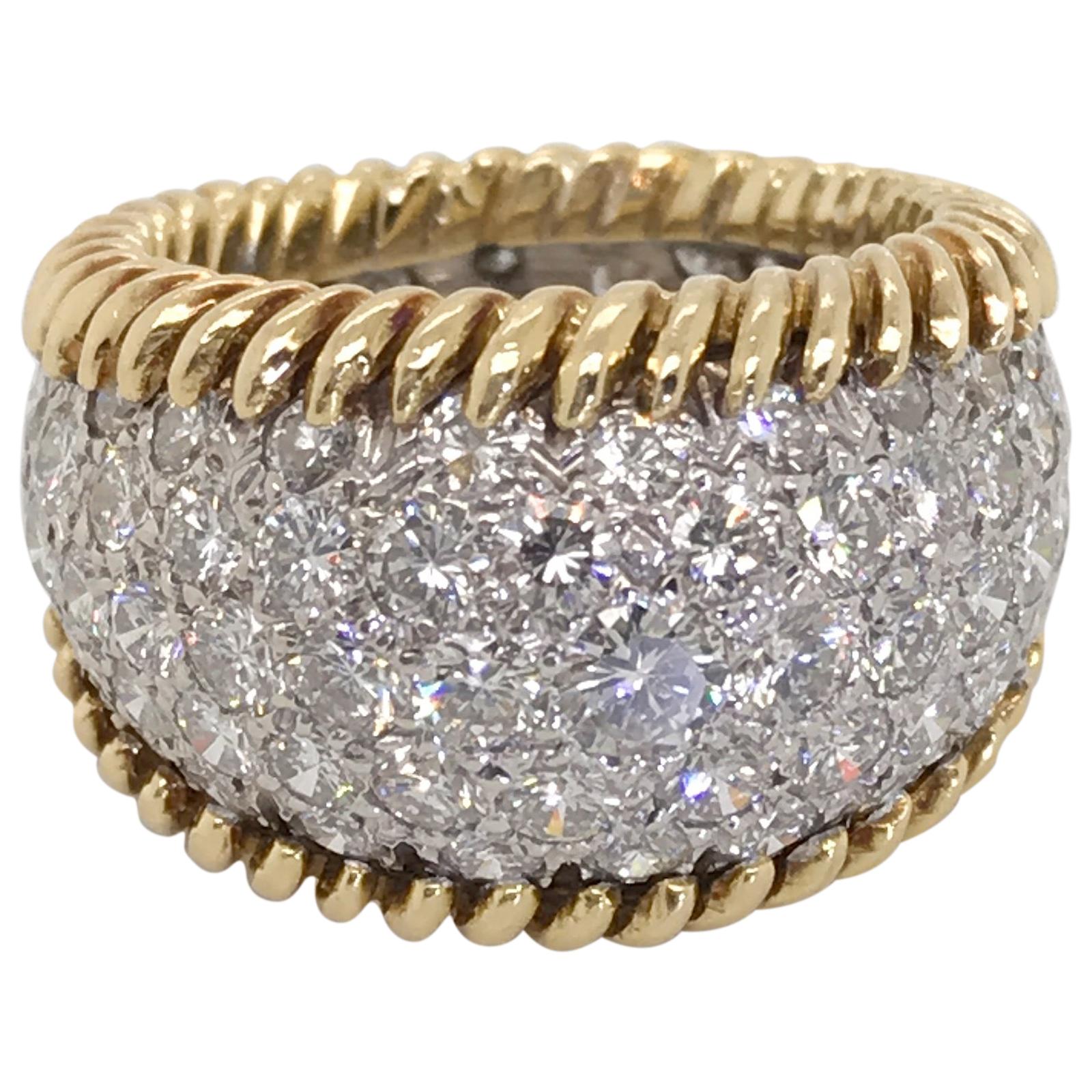 3.00 Carat Diamond Pave Set & 18 Karat Yellow Gold Ring - Ring Size 5.5