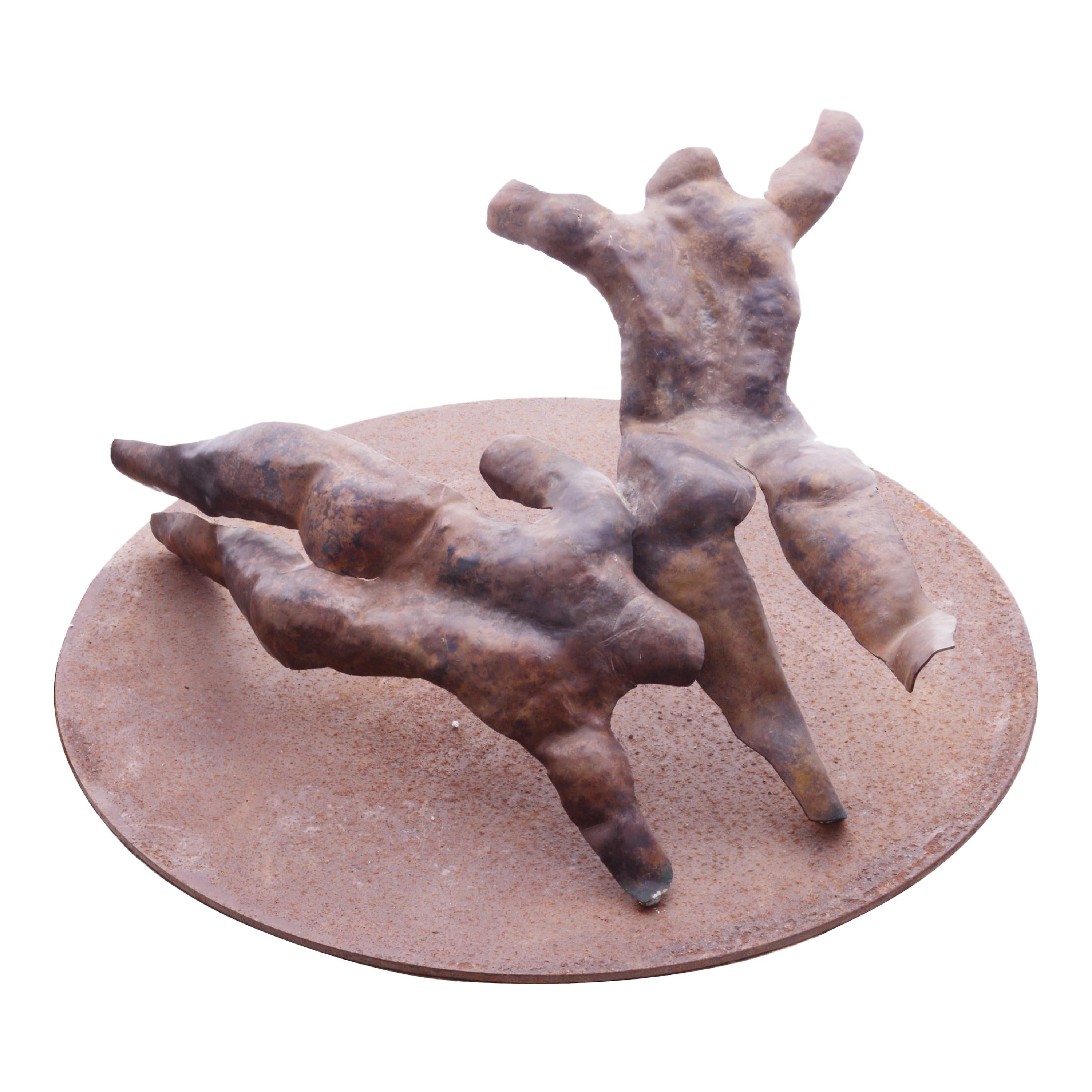 Copper Tabletop Male Nude Body Sculpture For Sale