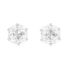 Edwardian 0.80 Carat Each Cushion Cut Diamond Earrings, circa 1910