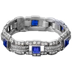 Art Deco Blue Paste Silver, circa 1920 Bracelet 