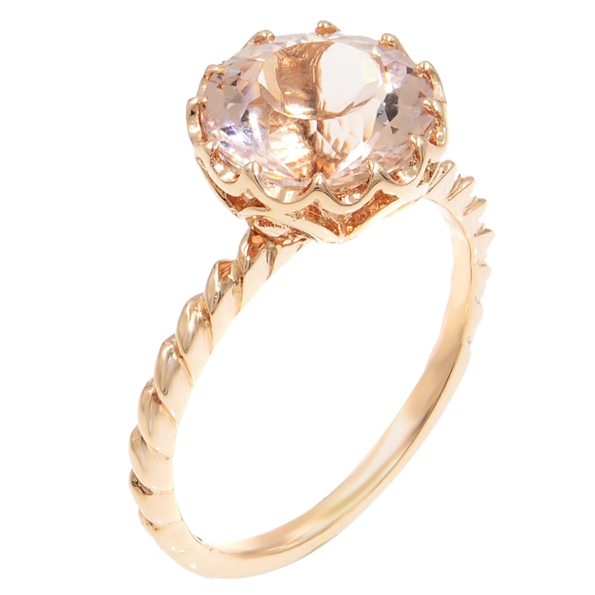 14 Karat Rose Gold 2 Carat Natural Morganite Ring