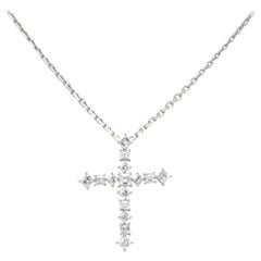 Contemporary 2.69 Carat Diamond 18 Karat White Gold Cross Pendant Necklace