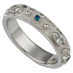 Georgios Collections 18 Karat White Gold Blue and White Diamond Band Ring 
