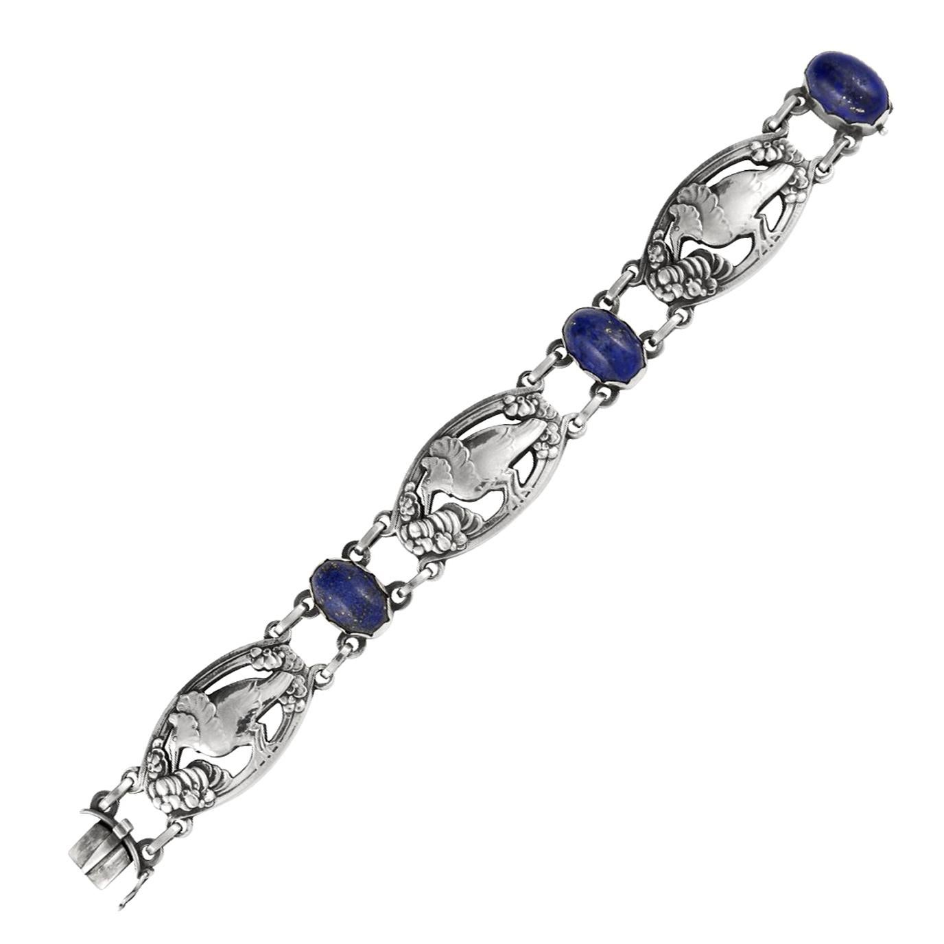 Georg Jensen Bracelet #82 Lapis Lazuli For Sale